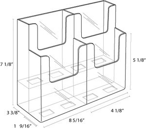 4x9 Brochure Holder 4 Pocket Clear Acrylic