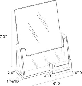 6x8 Brochure Holder with BC Pocket Clear Acrylic Diagram
