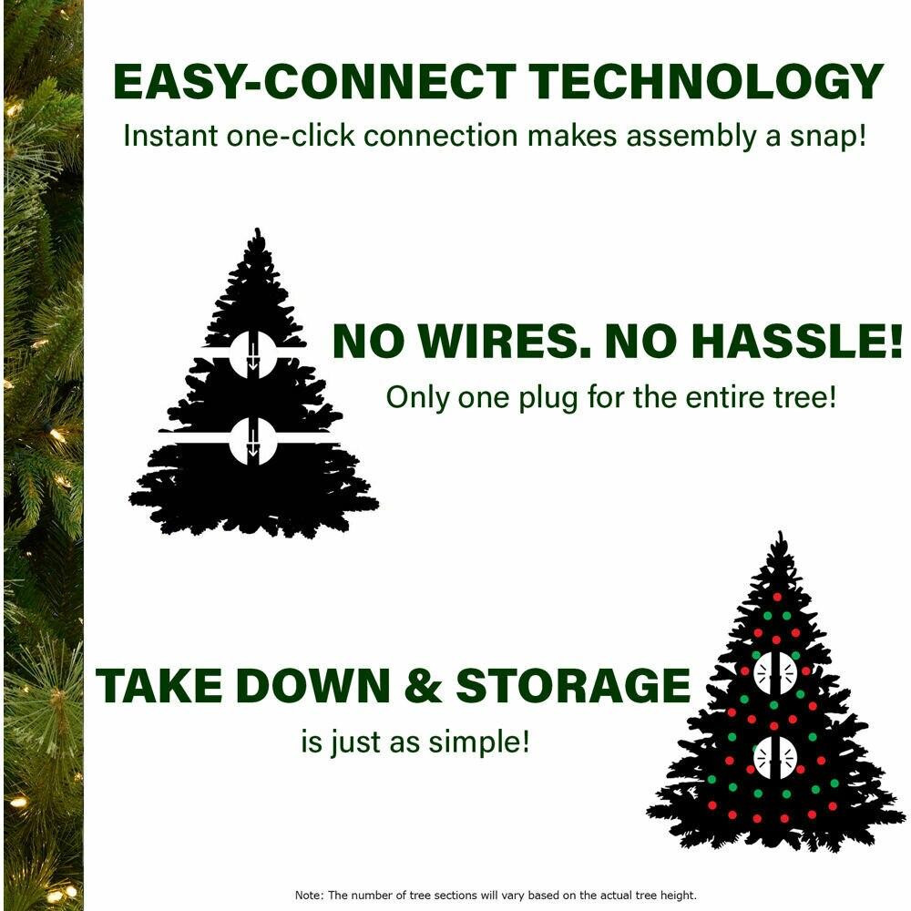 Fraser Hill Farm Green Christmas Half Tree with Flock, Various Lighting and Size Options