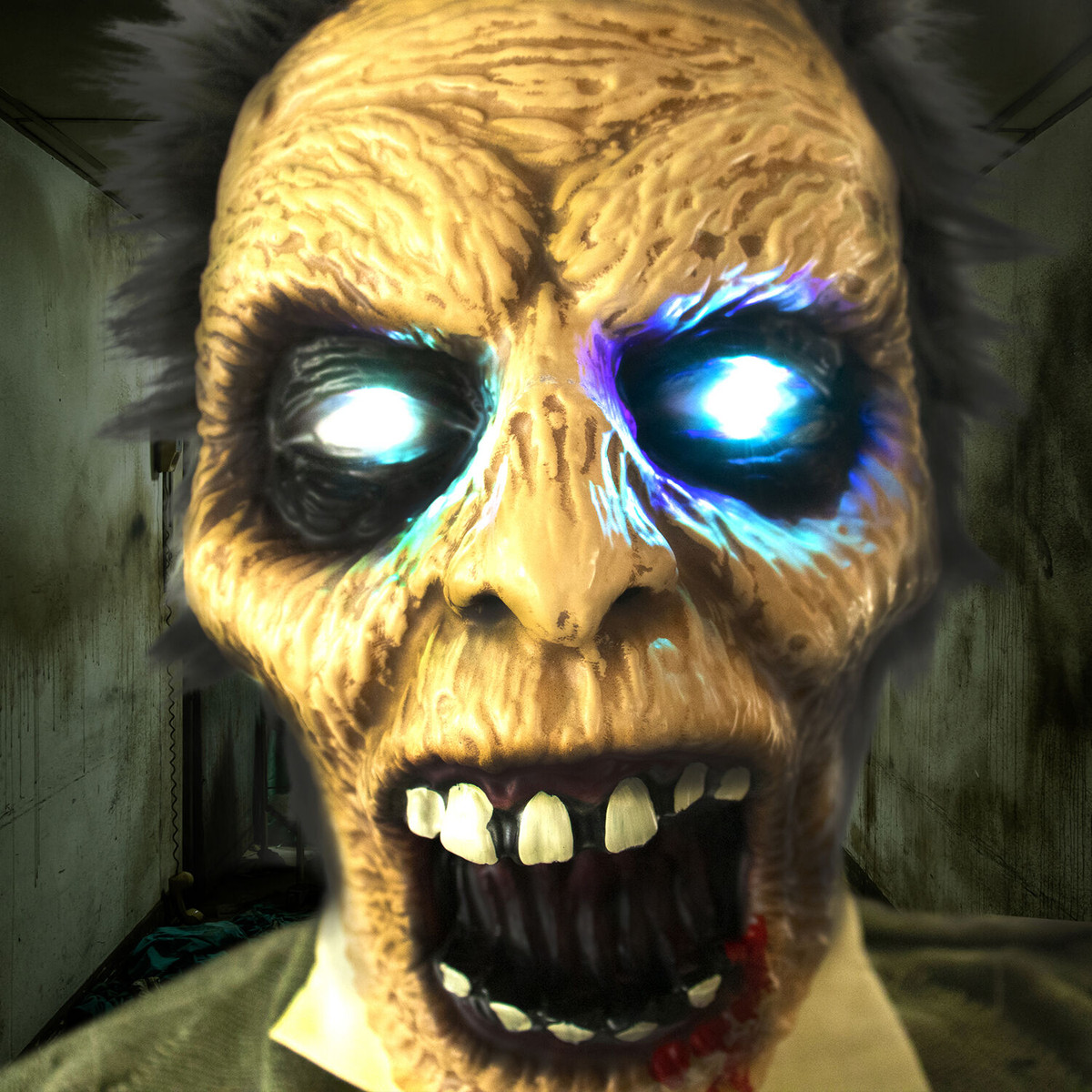Haunted Hill Farm Life-Size Poseable Animatronic Zombie with Light-up Colorful Eyes