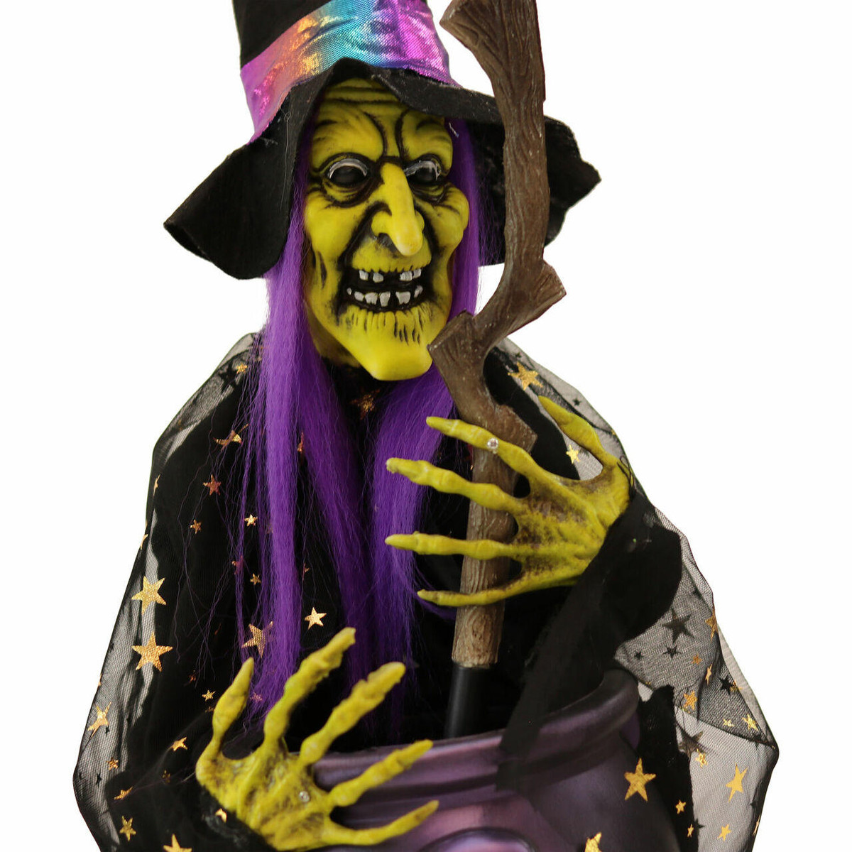 Haunted Hill Farm 1.4-ft. Animated Witch, Indoor/Covered Outdoor ...