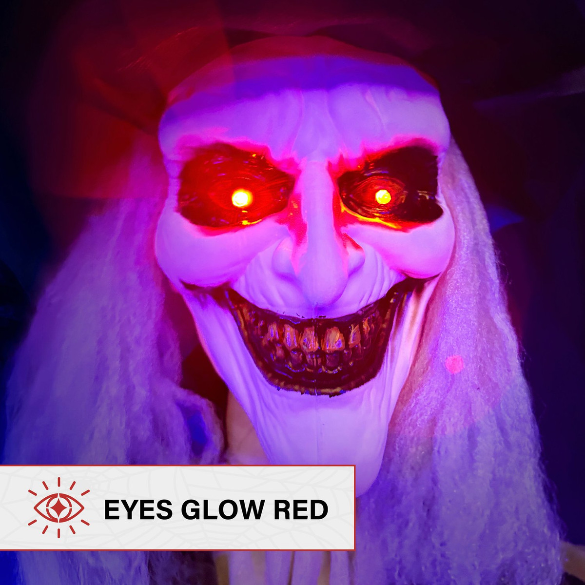 5.3-Ft. Jebediah Bones Animatronic Gravekeeper, Indoor or Covered Outdoor Halloween Decor, Red LED Eyes, Battery-Operated