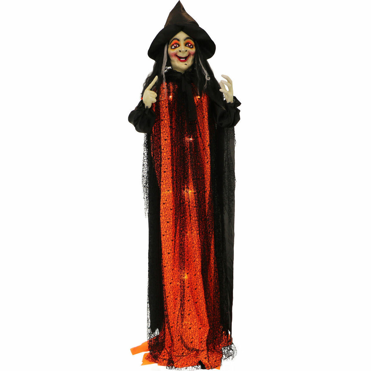 Haunted Hill Farm 5.42-ft. Standing Witch, Indoor/Covered Outdoor ...