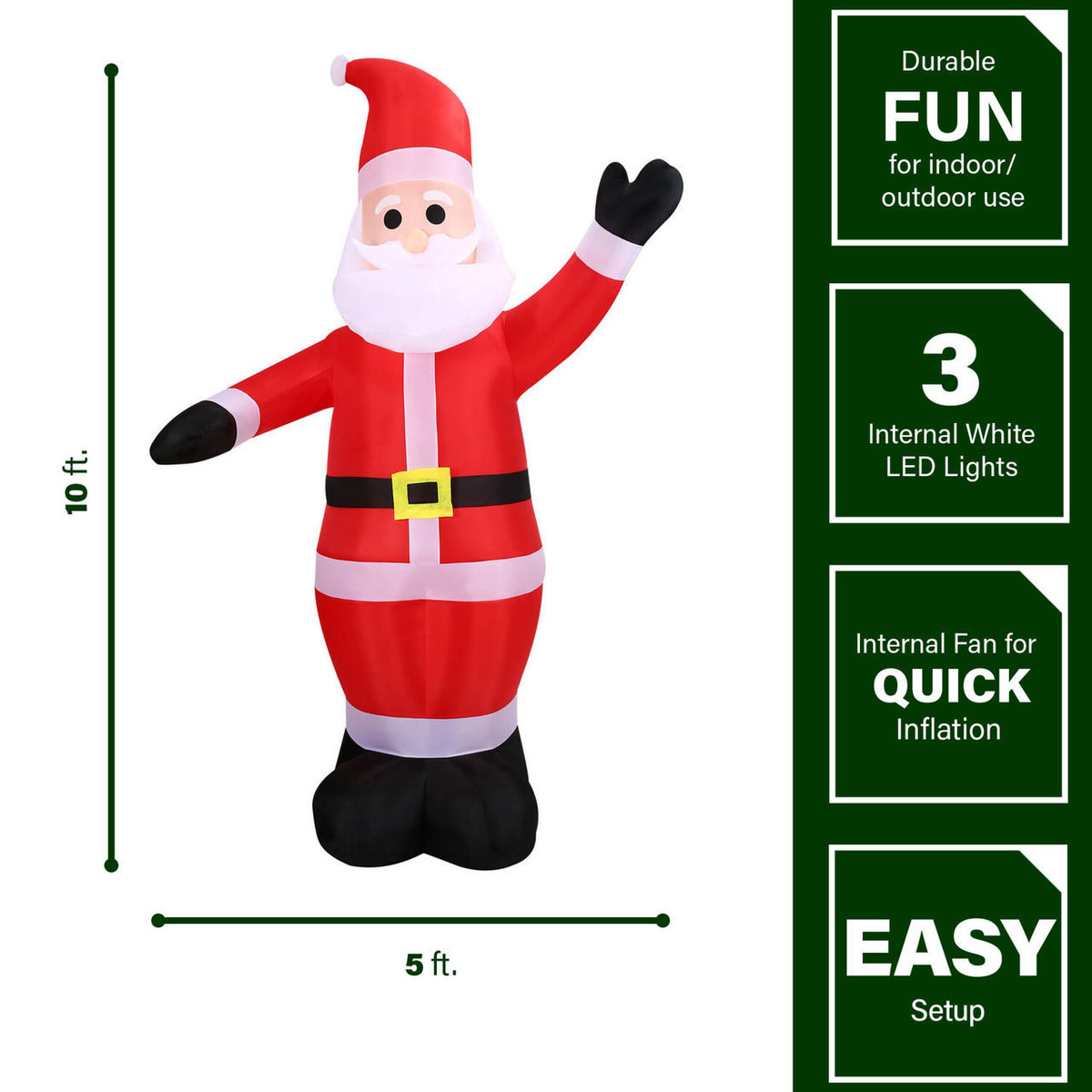 Fraser Hill Farm 10-Ft Pre-Lit Inflatable Santa