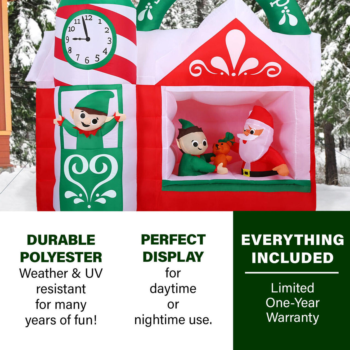 Fraser Hill Farm 7-Ft Pre-Lit Inflatable Santas Workshop,