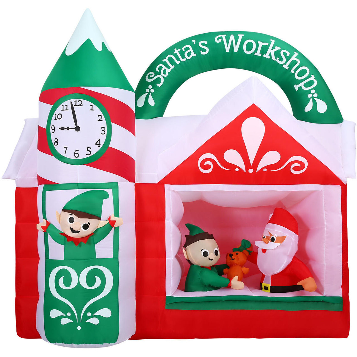 Fraser Hill Farm 7-Ft Pre-Lit Inflatable Santas Workshop,