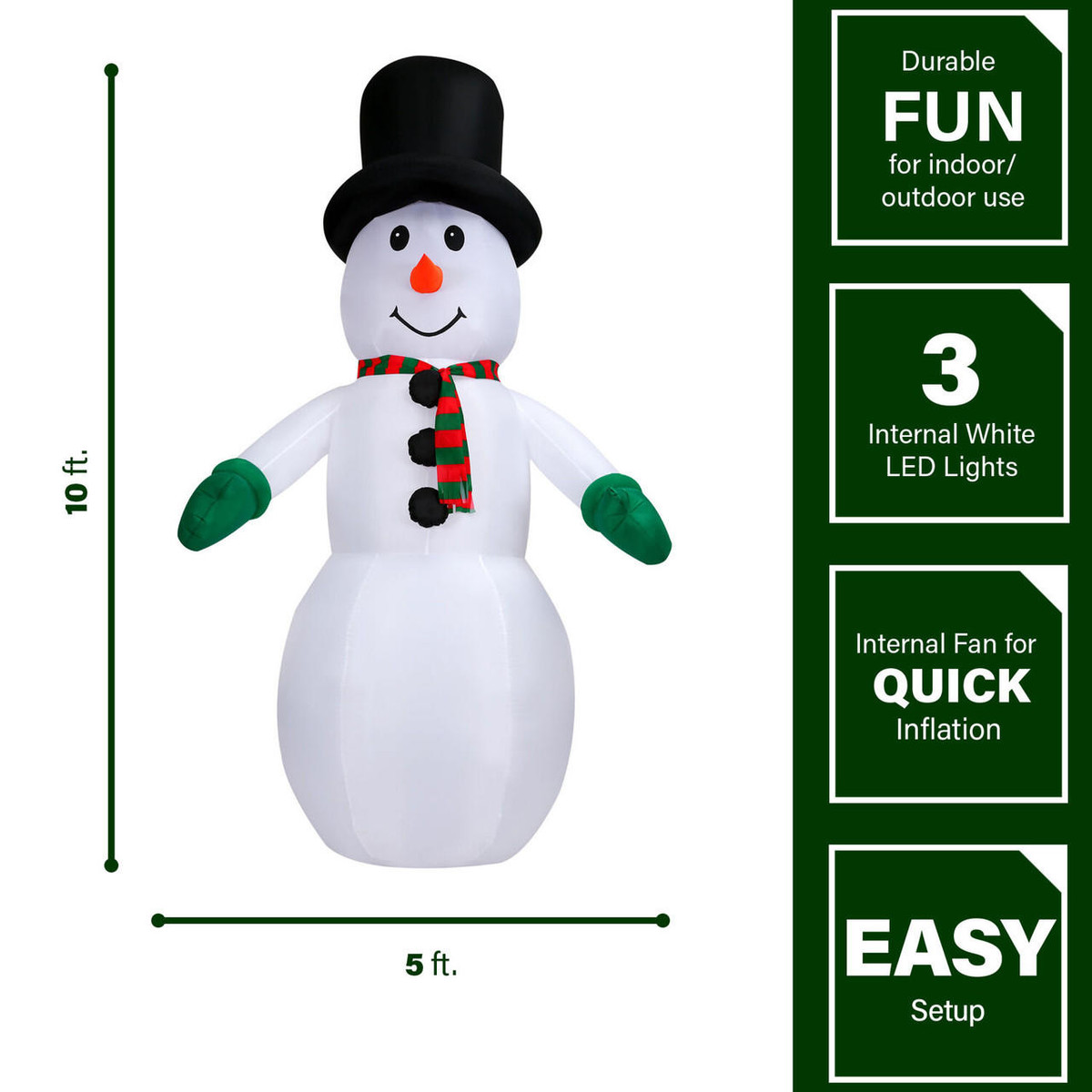 Fraser Hill Farm 10-Ft Pre-Lit Inflatable Snowman