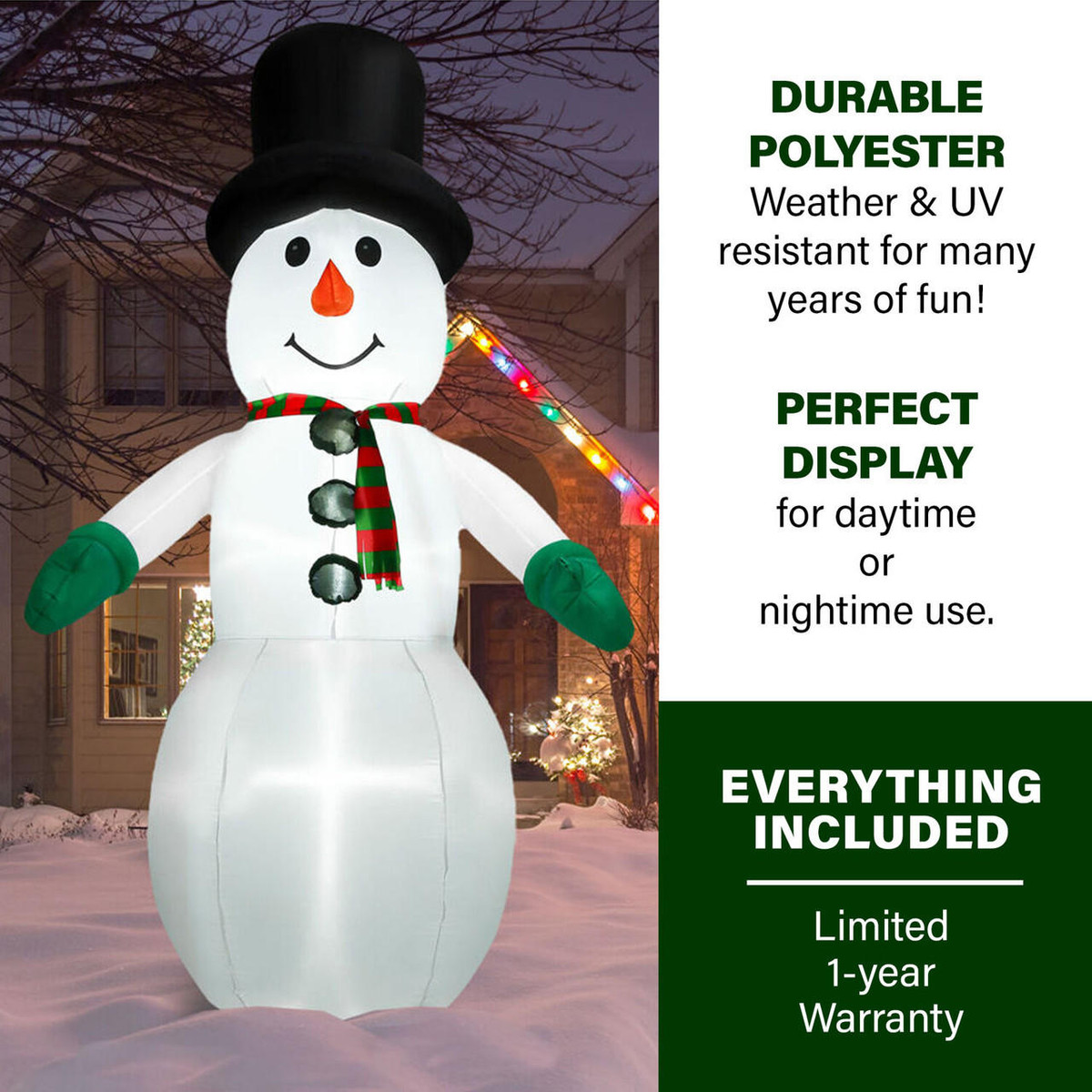 Fraser Hill Farm 10-Ft Pre-Lit Inflatable Snowman