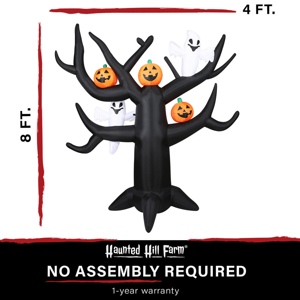 Haunted Hill Farm 8-Ft Pre-Lit Inflatable Spooky Tree with Ghosts and Pumpkins