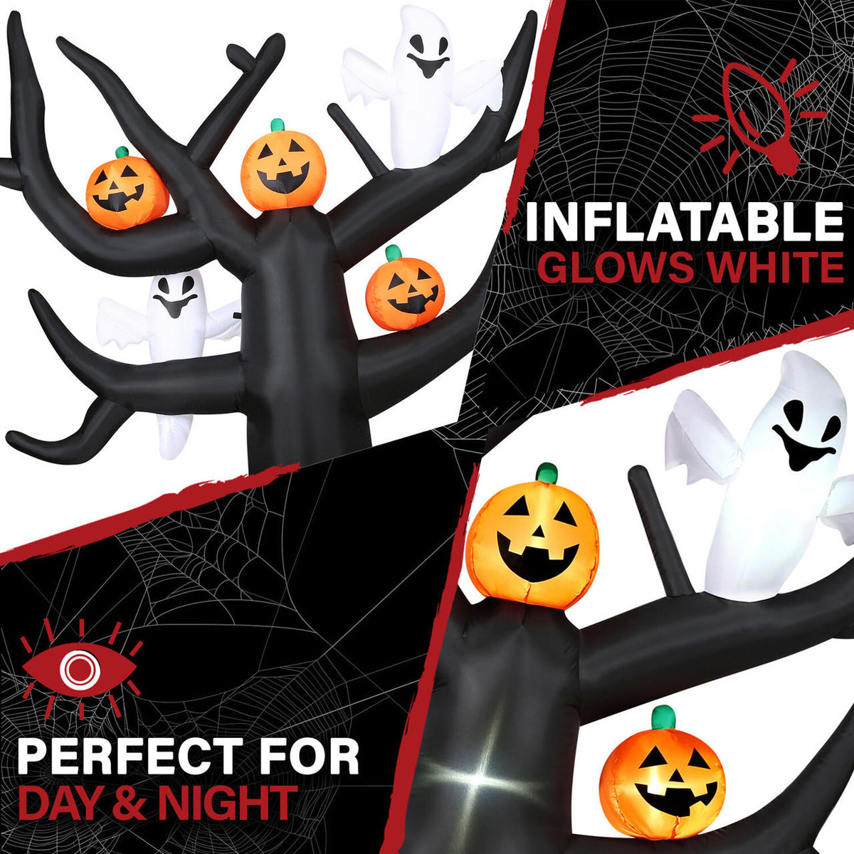 Haunted Hill Farm 8-Ft Pre-Lit Inflatable Spooky Tree with Ghosts and Pumpkins