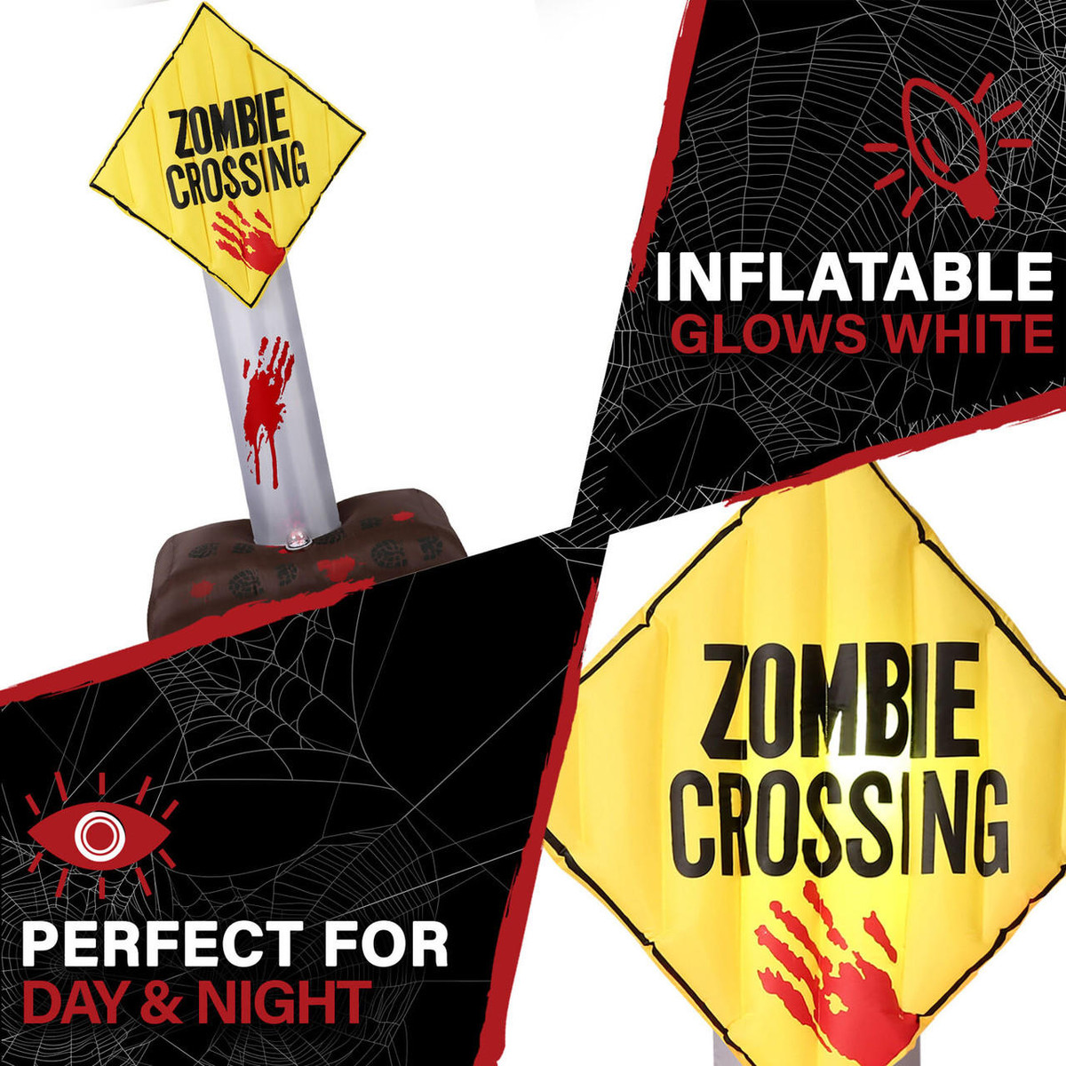 Haunted Hill Farm 6-Ft Pre-Lit Inflatable Zombie Crossing