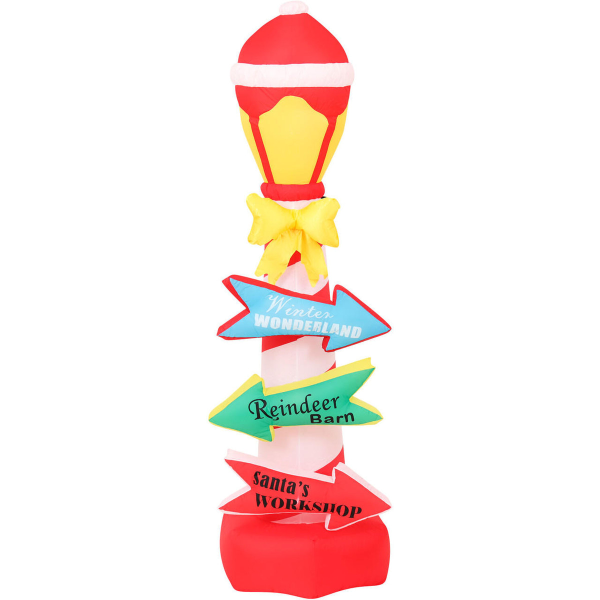 Fraser Hill Farm 7-Ft Pre-Lit Inflatable Lamp Post Direction Sign