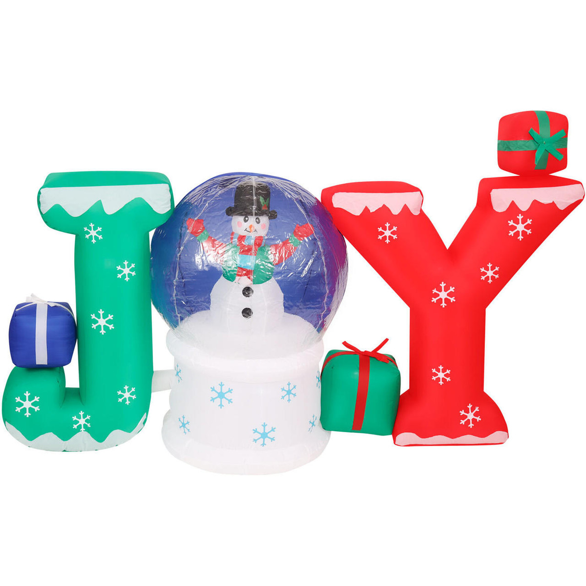 Fraser Hill Farm 4.5-Ft Tall Pre-Lit Inflatable JOY Snowglobe