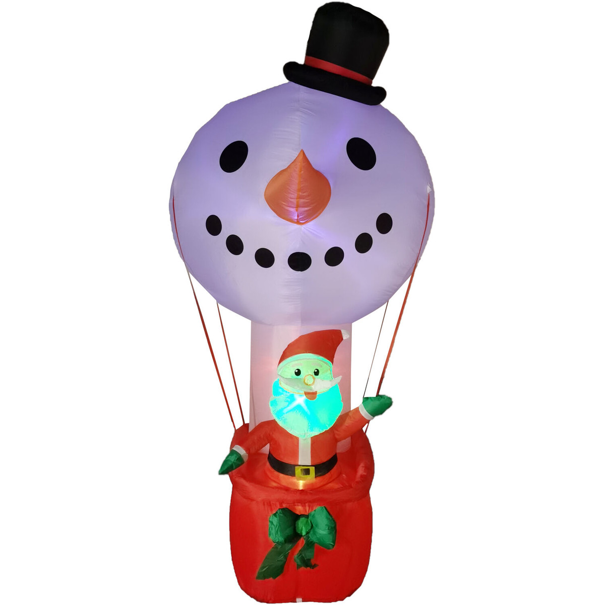Fraser Hill Farm 9-Ft. Multi-Color Pre-Lit Inflatable Santa in Snowman Hot Air Balloon