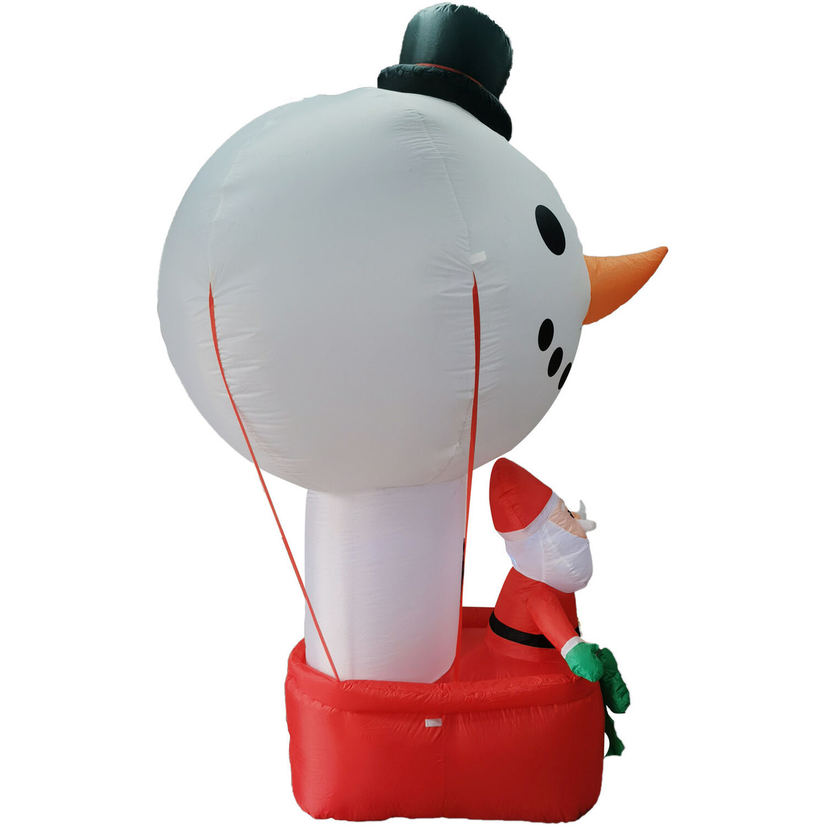Fraser Hill Farm 9-Ft. Multi-Color Pre-Lit Inflatable Santa in Snowman Hot Air Balloon