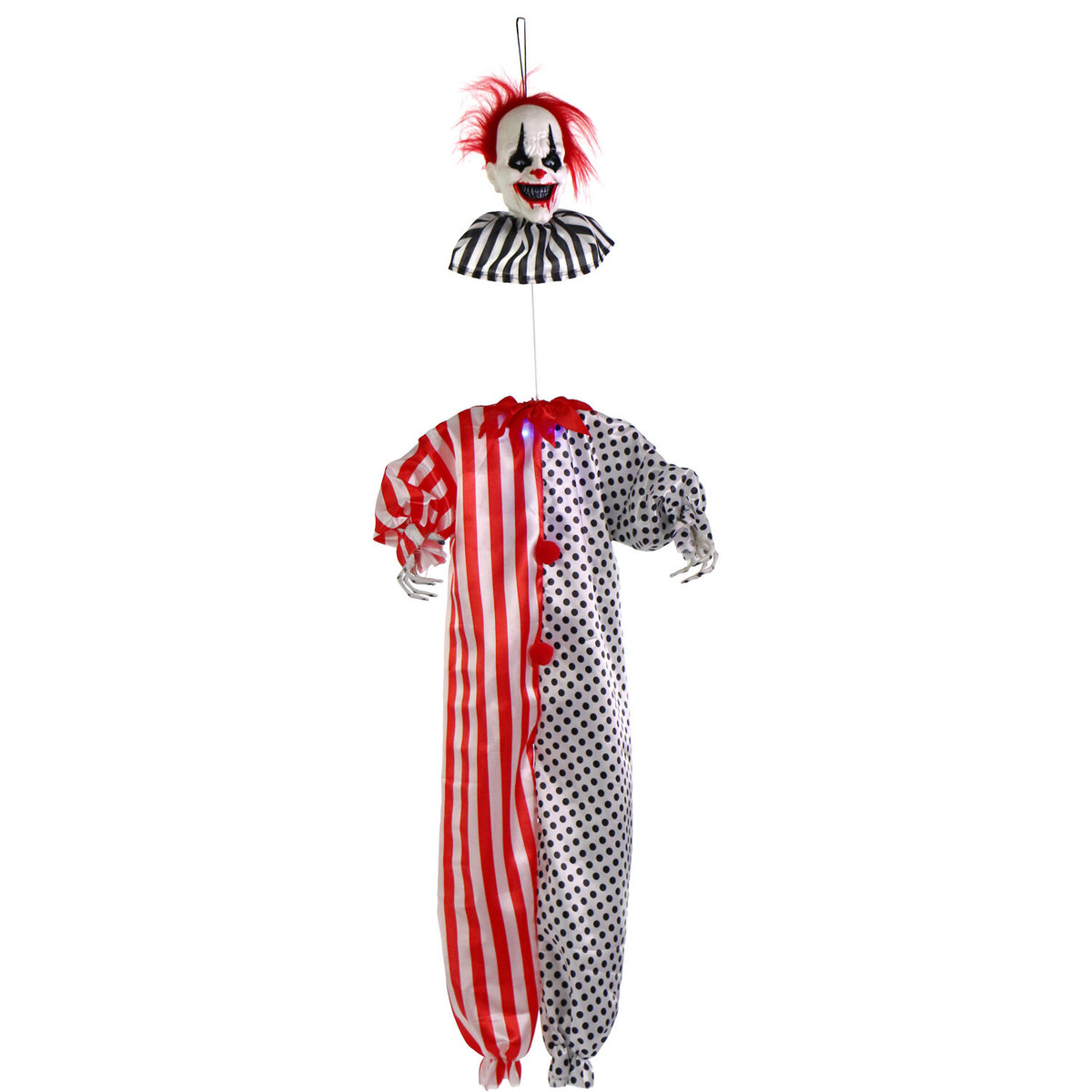 Haunted Hill Farm Yo-Yo the Floating Clown Animatronic with Blue Chest Light for Scary Hanging Halloween Decoration