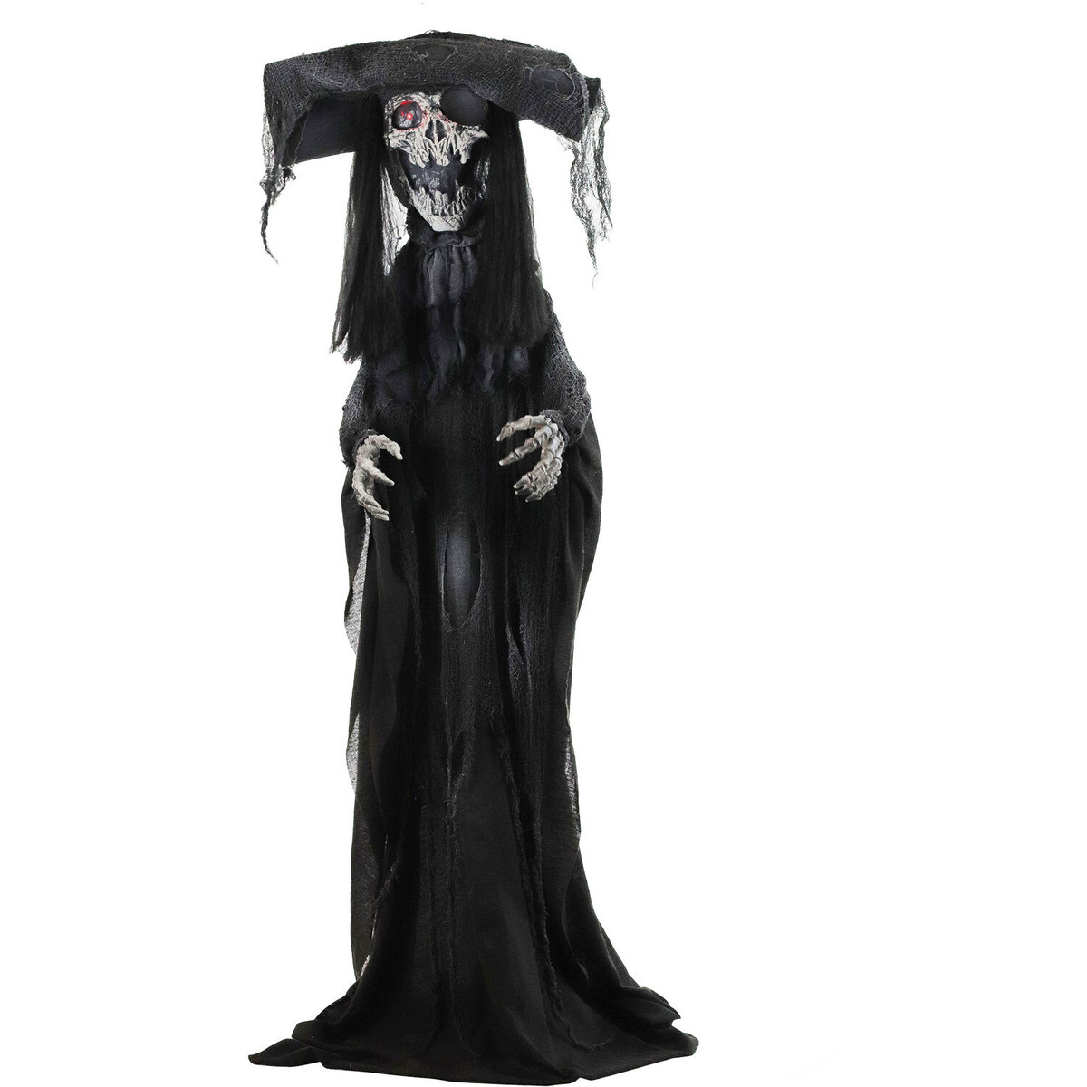 Haunted Hill Farm Captain Dreadful the Animatronic Shaking Pirate with Light-Up Eyes for Scary Halloween Decoration