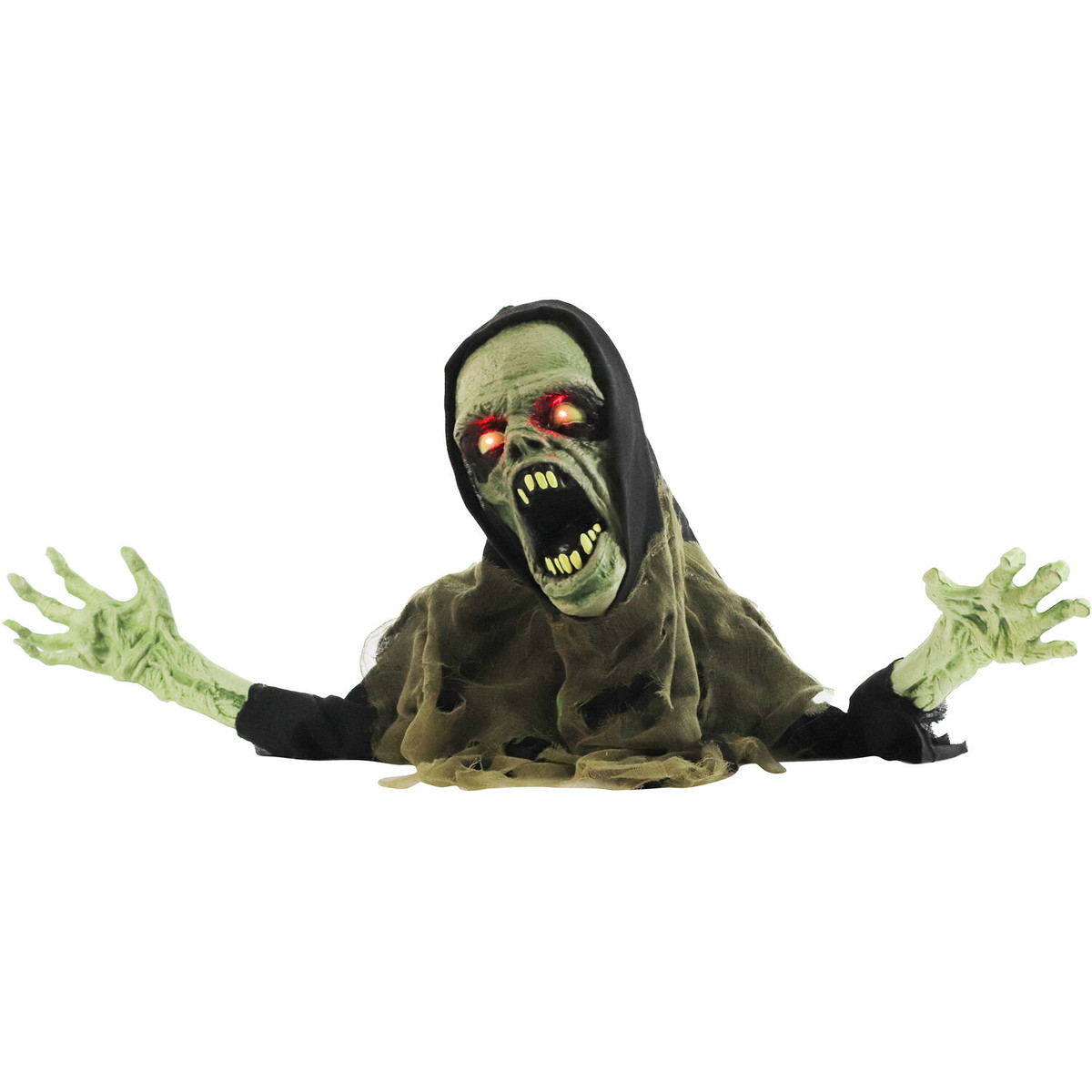 Haunted Hill Farm 21-In. Trevor the Zombie Groundbreaker with Flashing LED Lights, Battery-Operated Animatronic Halloween Decoration
