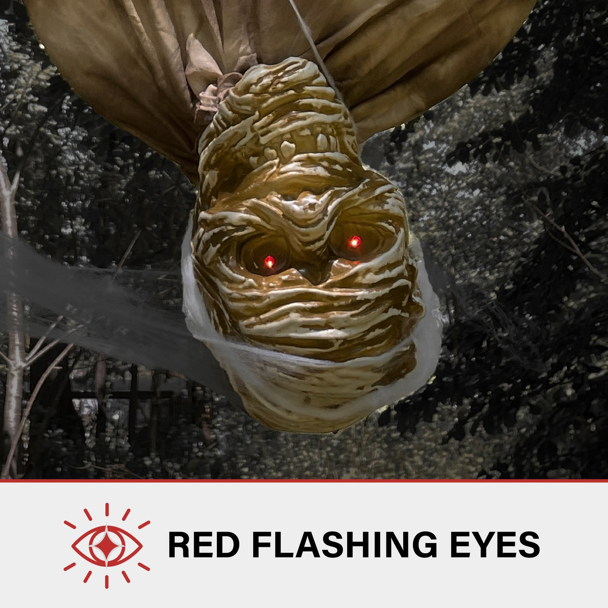 4.9-Ft. Animatronic Upside-Down Shaking Mummy with Sounds and Light-Up Eyes for Scary Halloween Decoration