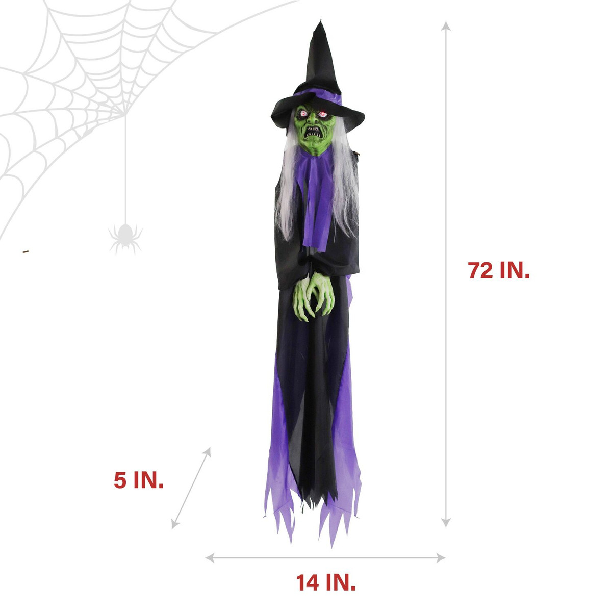 Haunted Hill Farm Cleo the Talking Witch Tree Hugger with Light-Up Eyes for Scary Outdoor Halloween Decoration