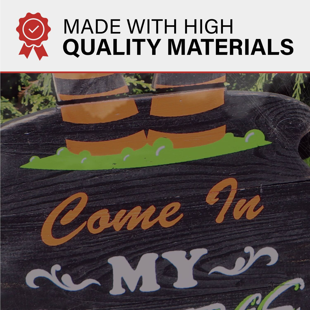 Haunted Hill Farm 24-In. Come In My Pretties Witch's Cauldron Funny Wood Yard Stake for Halloween Decoration