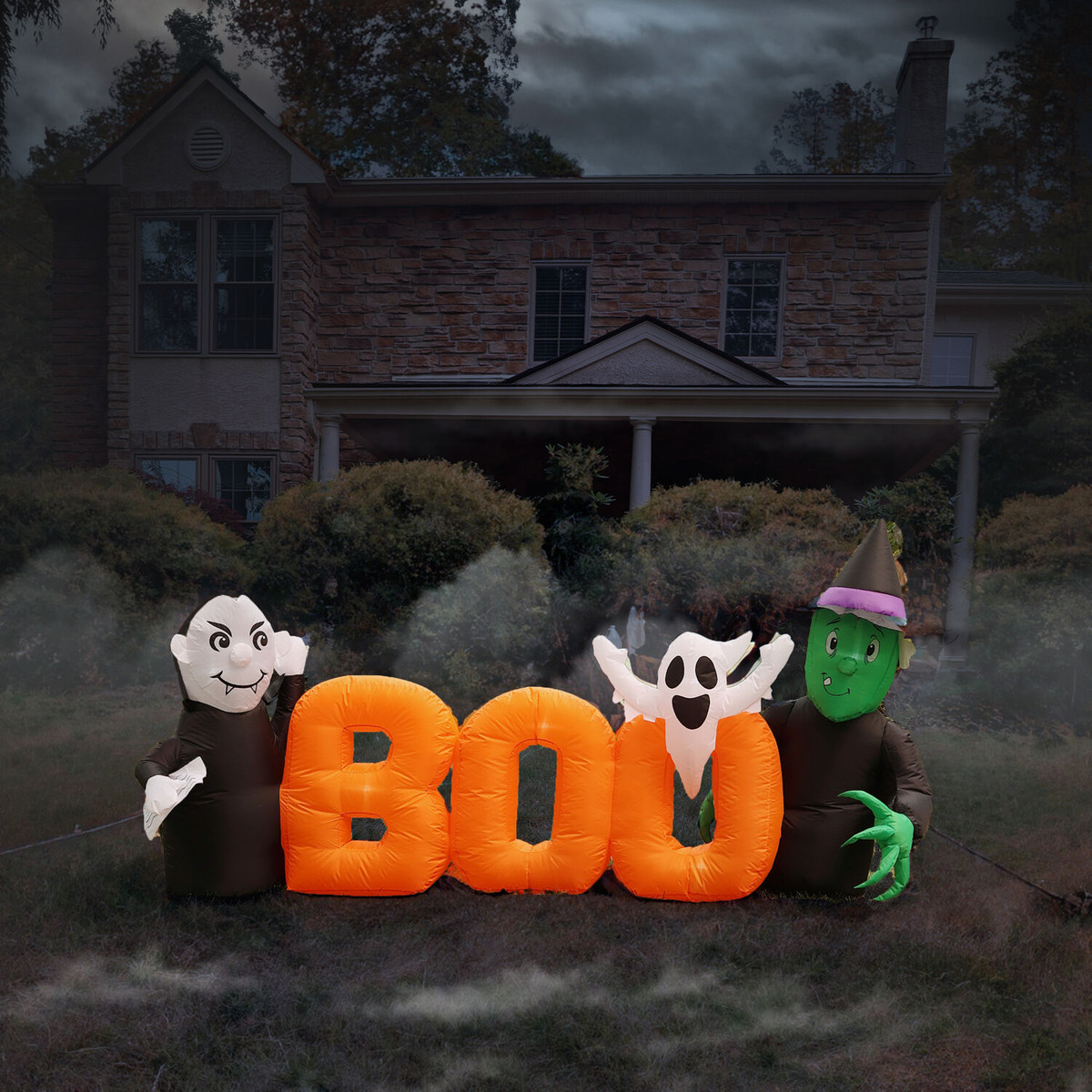 Haunted Hill Farm 6.5-Ft. Wide Pre-lit Inflatable Boo Sign
