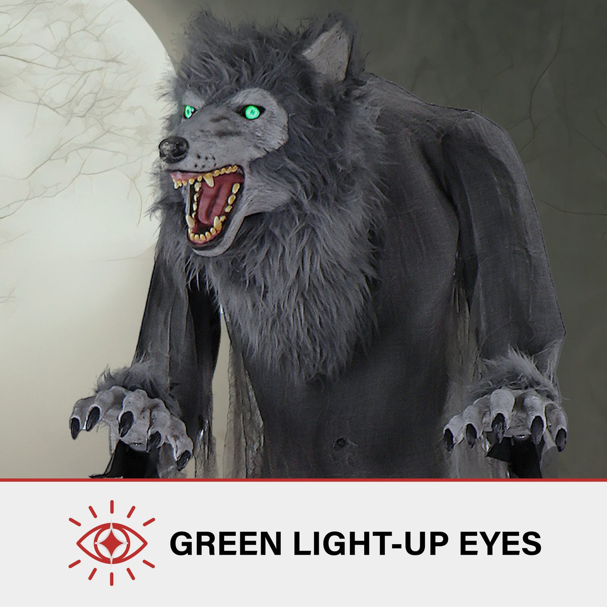 7-Ft. Tall Motion-Activated Towering Werewolf, Premium Halloween Animatronic, Plug-In
