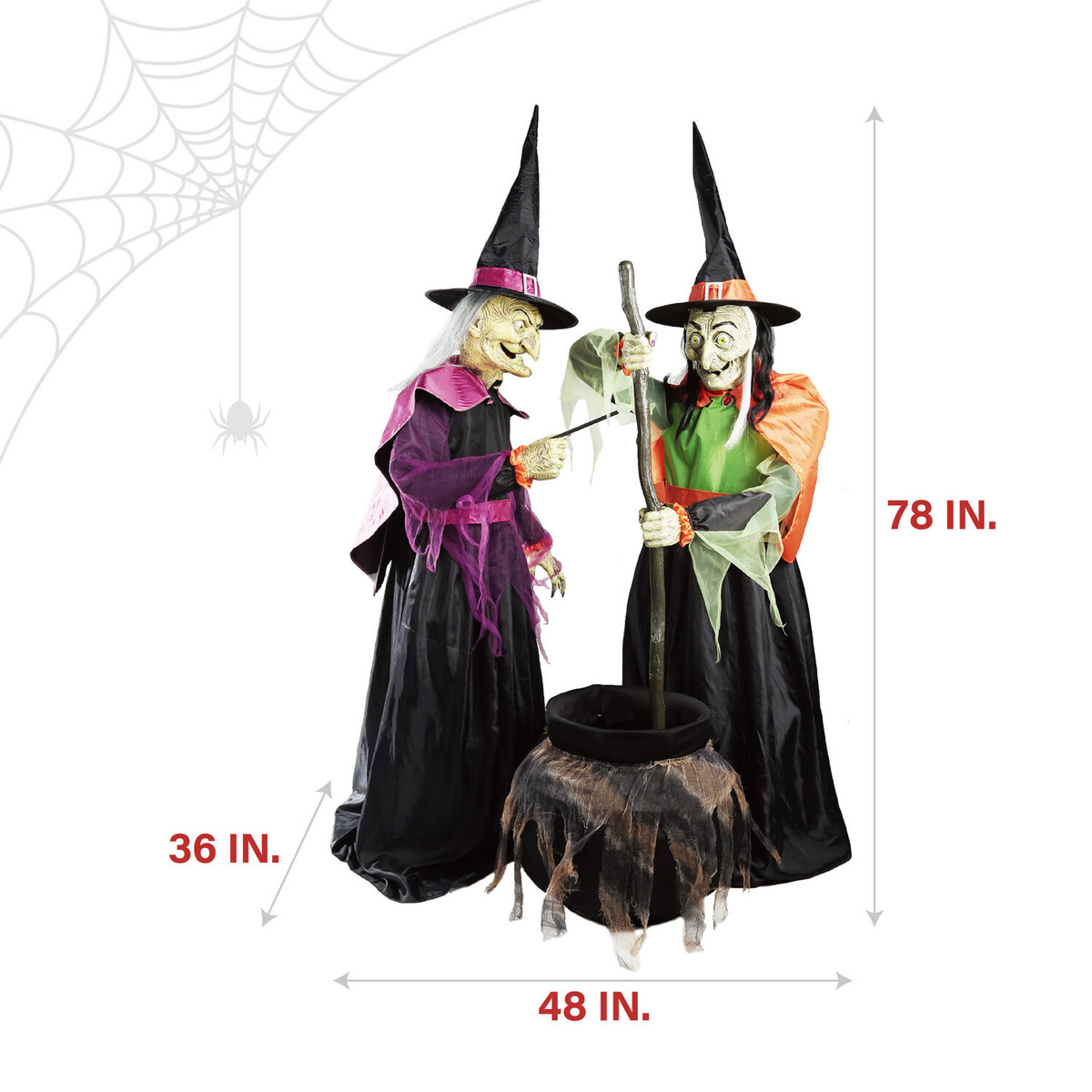 Haunted Hill Farm Motion-Activated Wicked Cauldron Witches by SVI, Premium Talking Halloween Animatronic, Plug-In