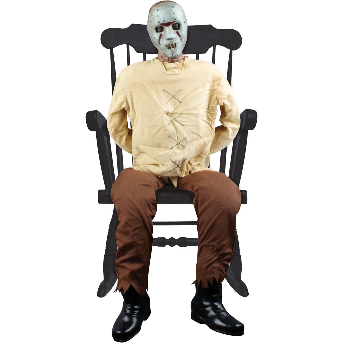 Haunted Hill Farm Motion-Activated Thrashing Prisoner by Tekky, Sitting Premium Halloween Animatronic, Plug-In or Battery