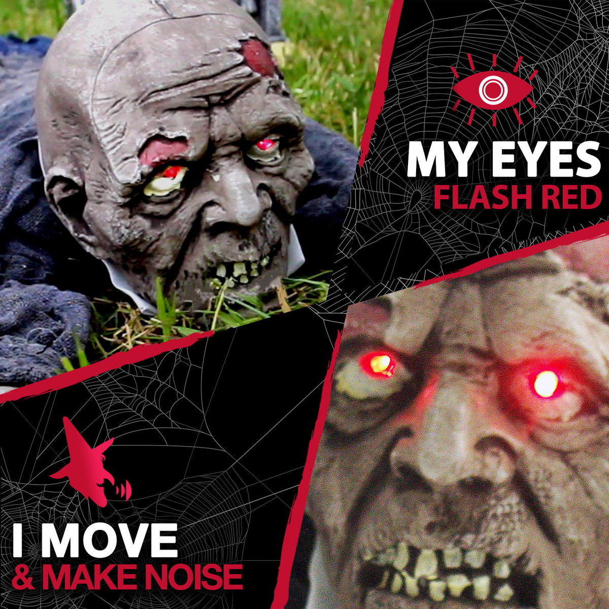 5.2-Ft. Long Crawling Animatronic Zombie with Lights and Sound, Indoor or Covered Outdoor Halloween Decoration