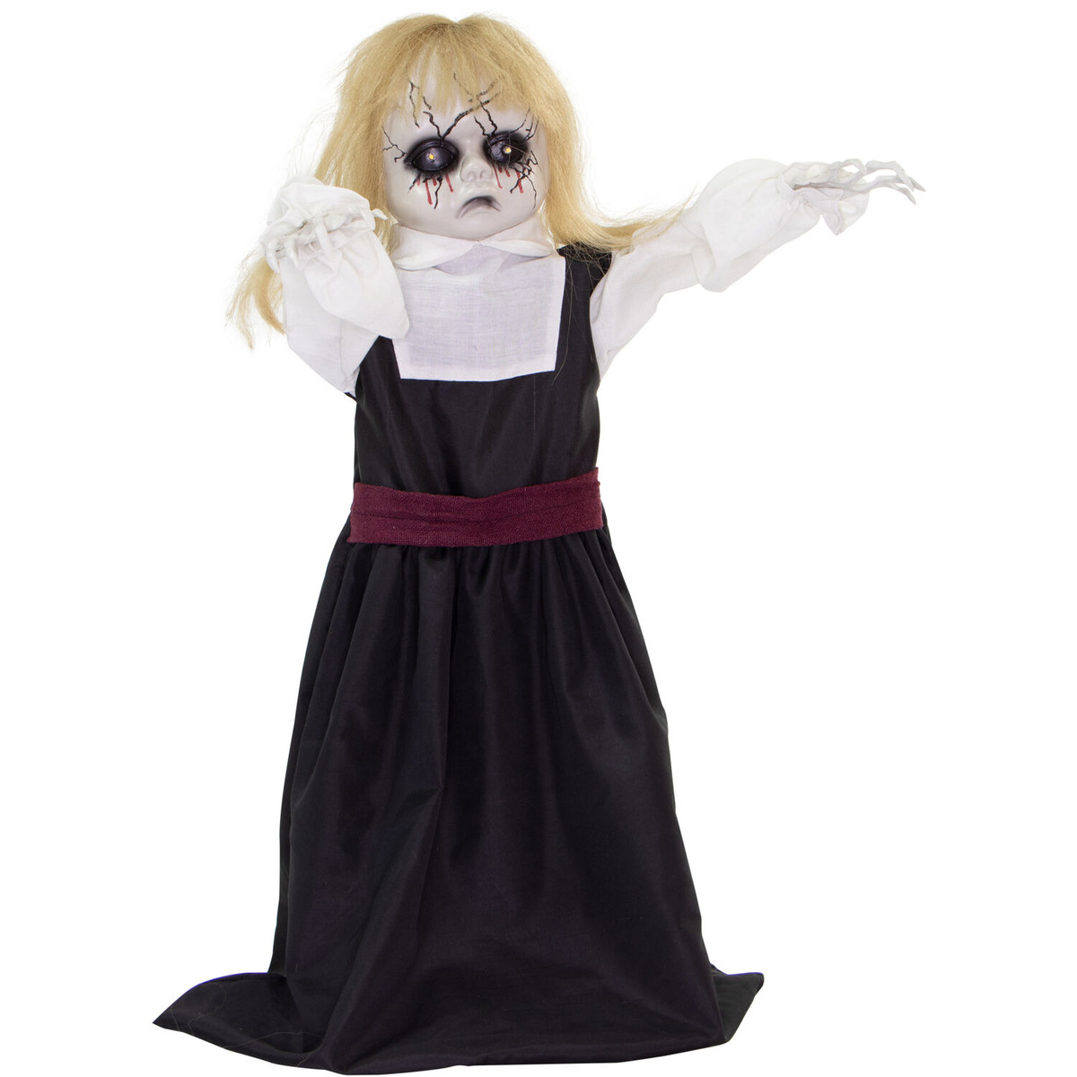 Haunted Hill Farm 34-In. Betty Boo the Giggling Zombie Girl w/Lights and Sound, Indoor / Covered Outdoor Halloween Decoration, Battery Operated