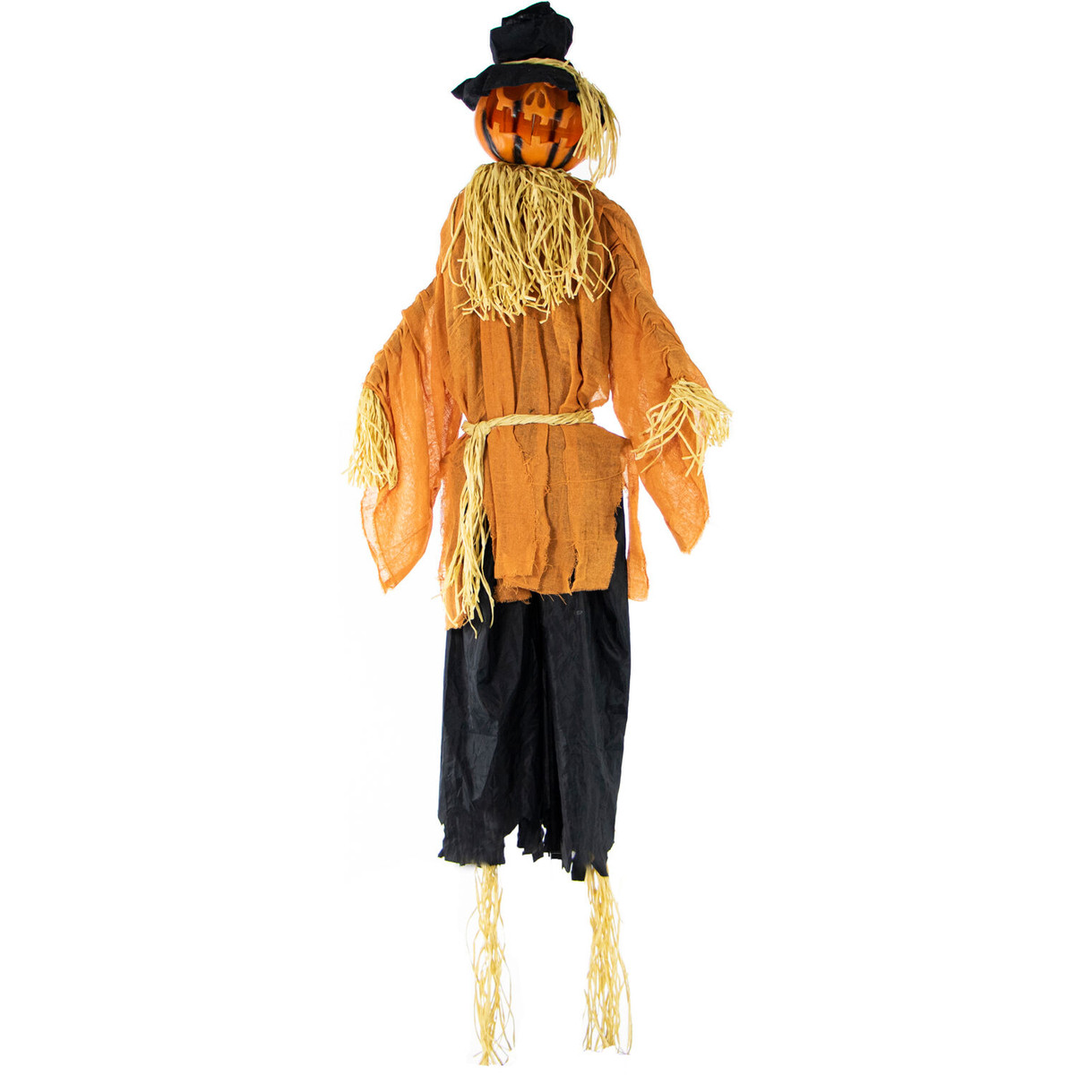Haunted Hill Farm 74-In. Gordon the Scarecrow w/ Rotating Jack-O-Lantern Head, Indoor or Covered Outdoor Halloween Decoration, Battery-Operated