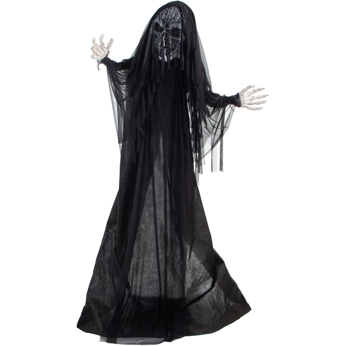 Haunted Hill Farm 5-Ft. Shakey the Animated Reaching Reaper, Indoor or Covered Outdoor Halloween Decoration, Battery Operated