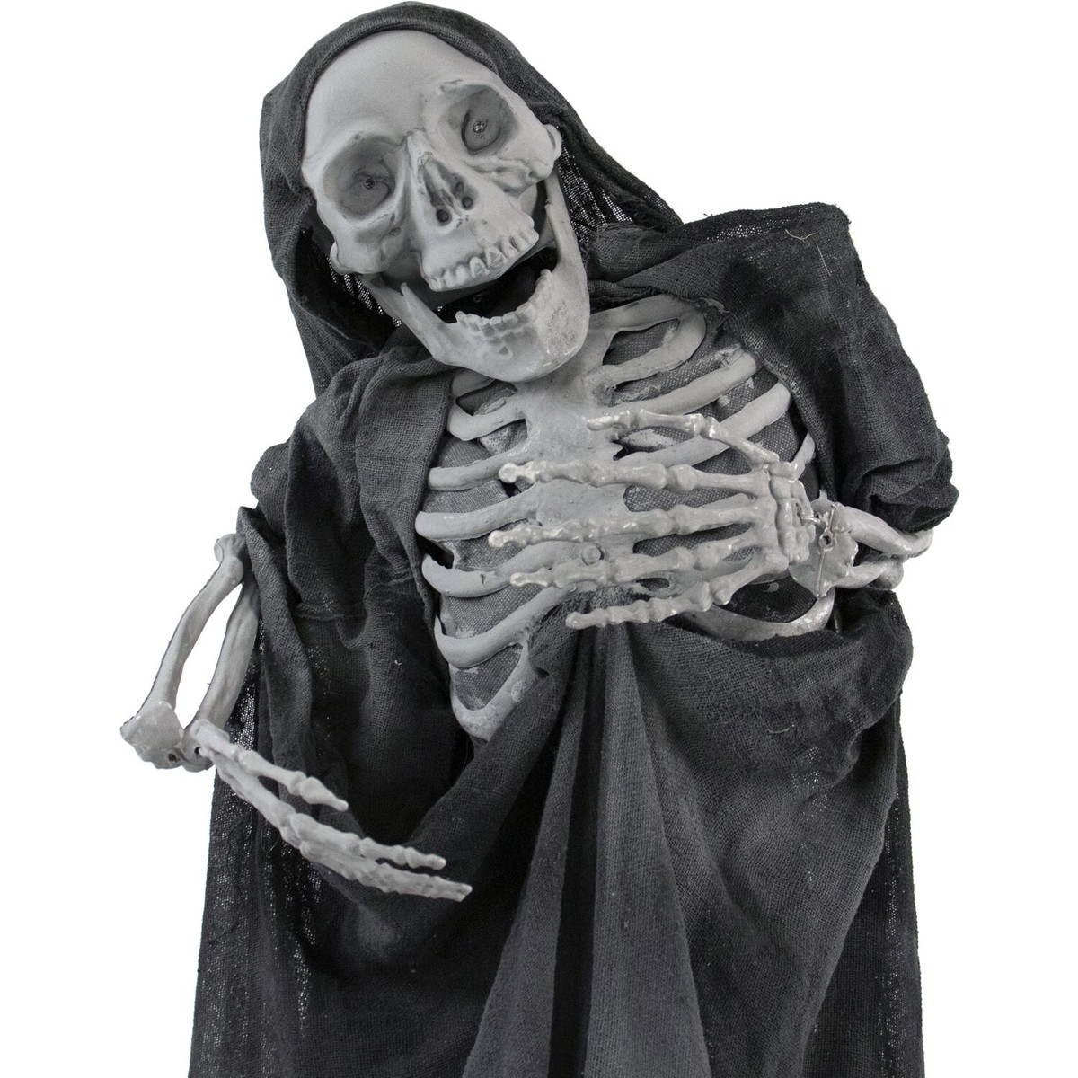 Haunted Hill Farm Life-Size Animatronic Reaper, Indoor/Outdoor Halloween Decoration, Light-up Red Eyes, Poseable Battery-Operated