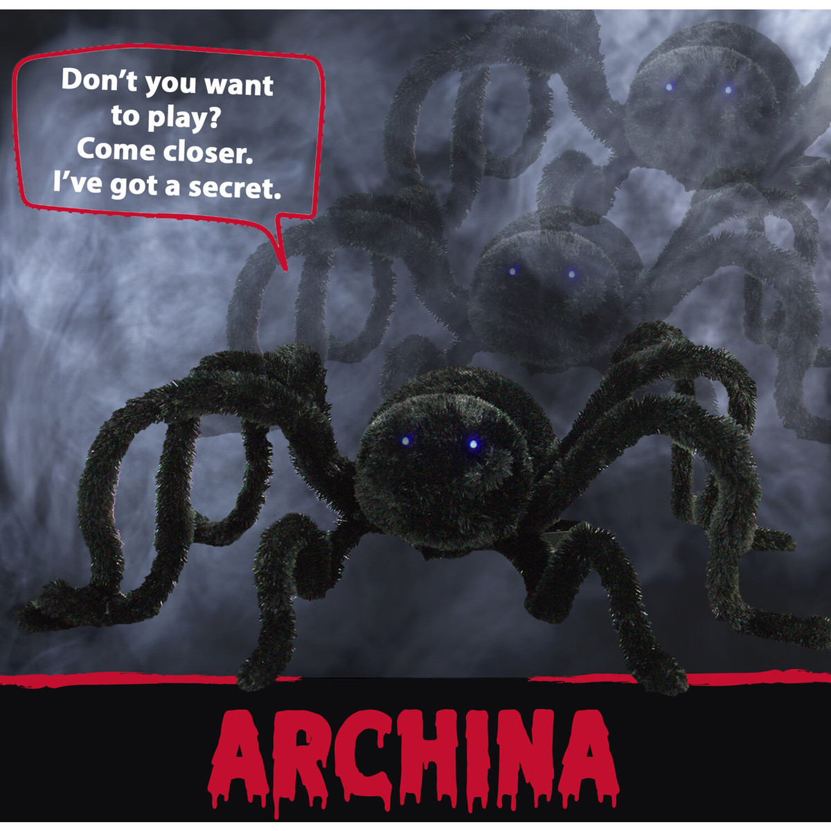 Haunted Hill Farm 36 In. Animatronic Crawler Spider, Indoor/Outdoor Halloween Decoration, Flashing Blue Eyes, Battery-Operated
