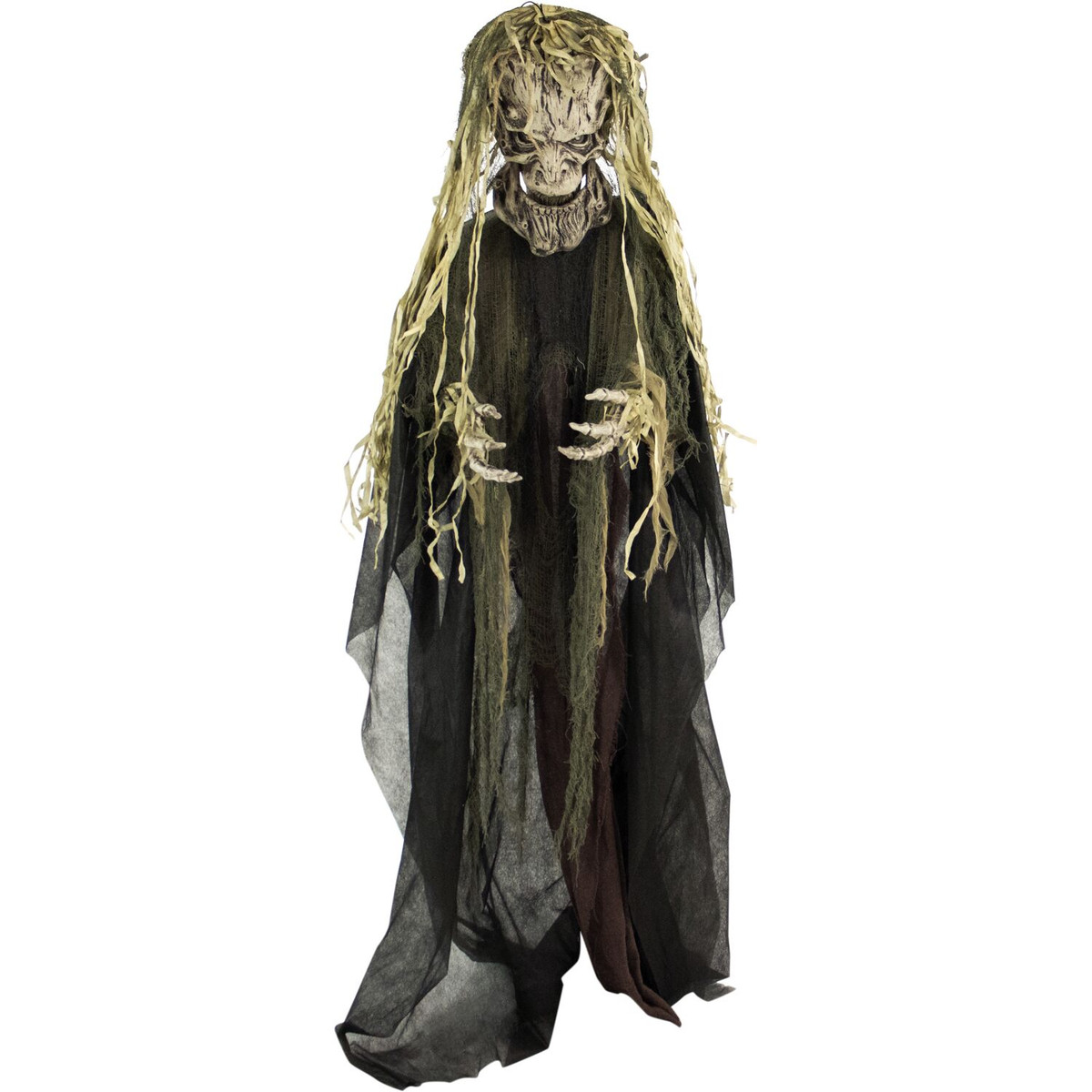 Haunted Hill Farm Life-Size Animatronic Tree Man, Indoor/Outdoor Halloween Decoration, Light-up White Eyes, Poseable, Battery-Operated