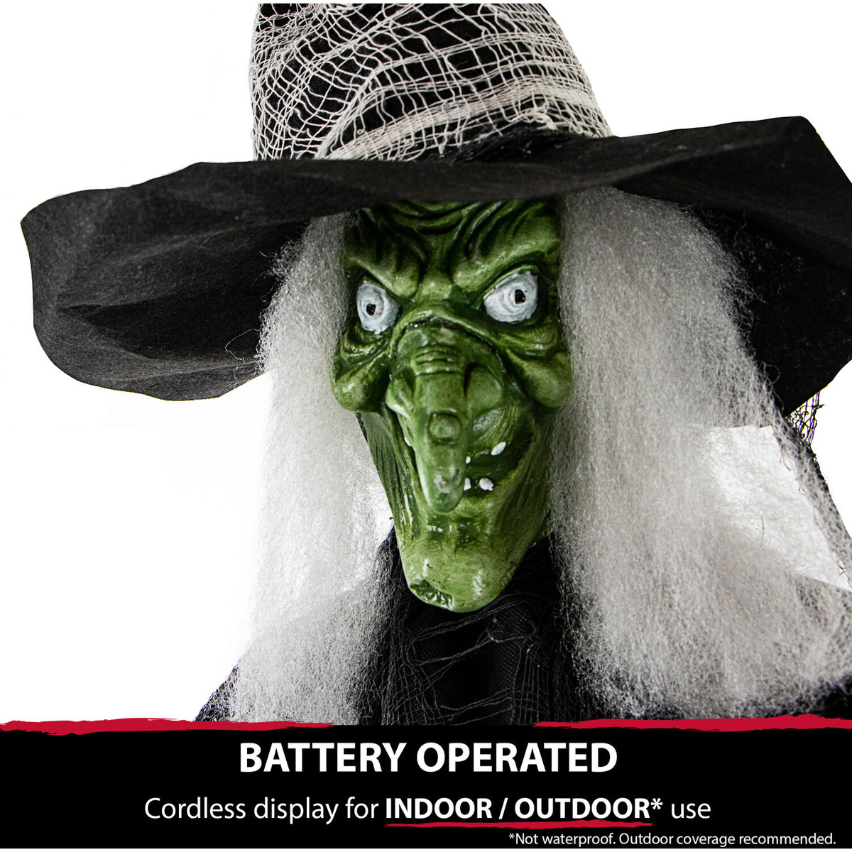 Haunted Hill Farm 78-In. Desdemona the Wicked Witch with LED Crystal Ball, Indoor or Covered Outdoor Halloween Decoration, Battery-Operated