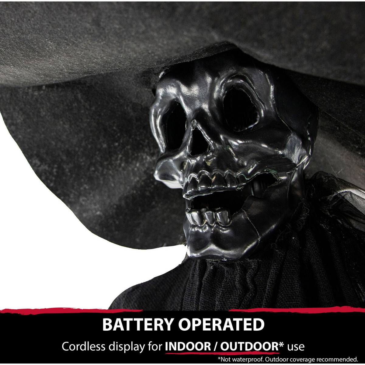 Haunted Hill Farm Mallory the Phantom Witch with Multi-Color Crystal Ball, Indoor or Covered Outdoor Halloween Decoration, Battery-Operated