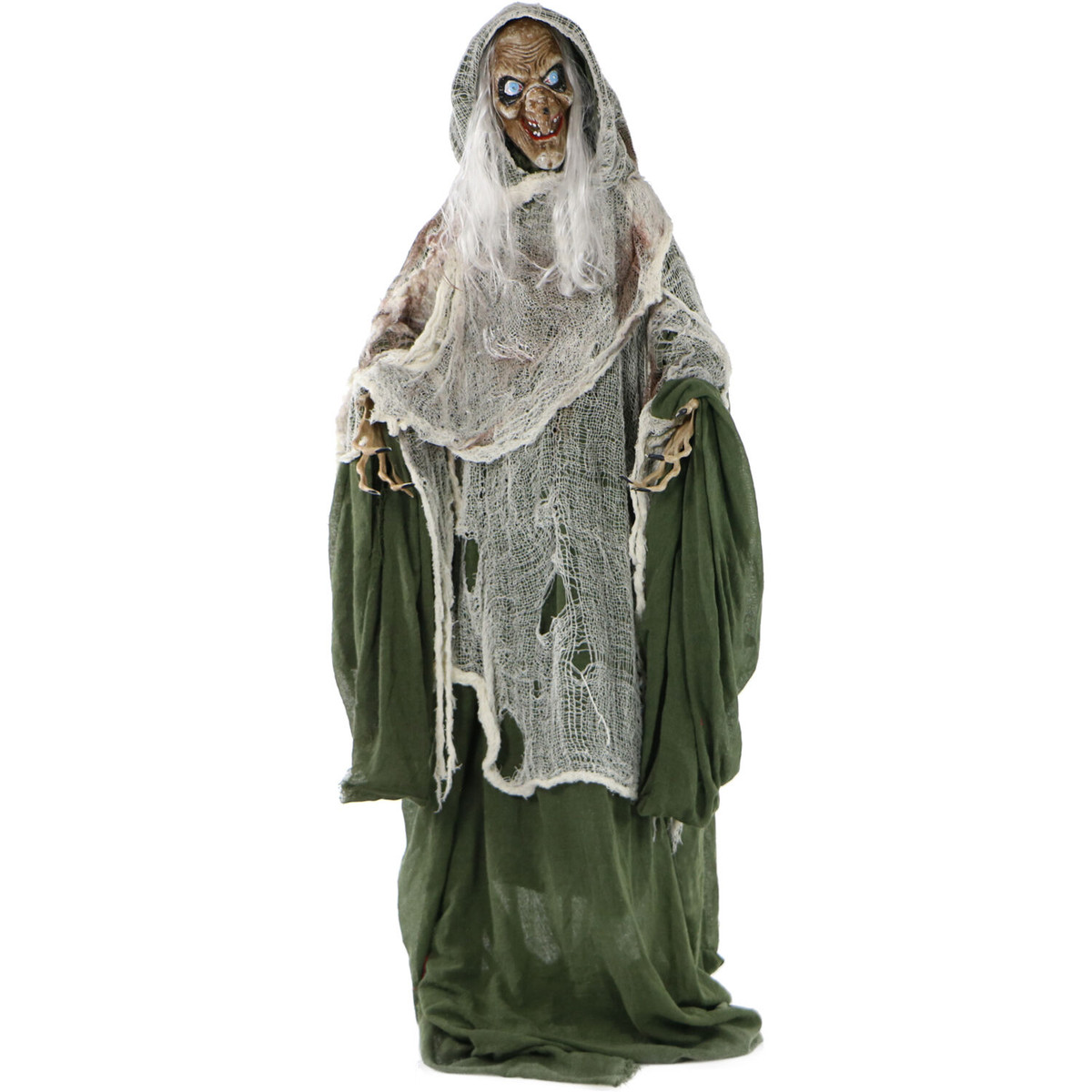 Haunted Hill Farm Sage the Evil Talking Witch Animatronic, Indoor or Covered Outdoor Halloween Decoration, Battery-Operated
