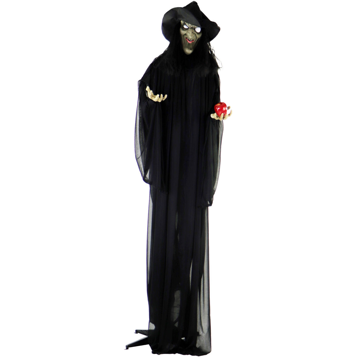 Haunted Hill Farm Life-Size Animatronic Witch, Indoor/Outdoor Halloween Decoration, Flashing Red Eyes, Poseable, Battery-Operated