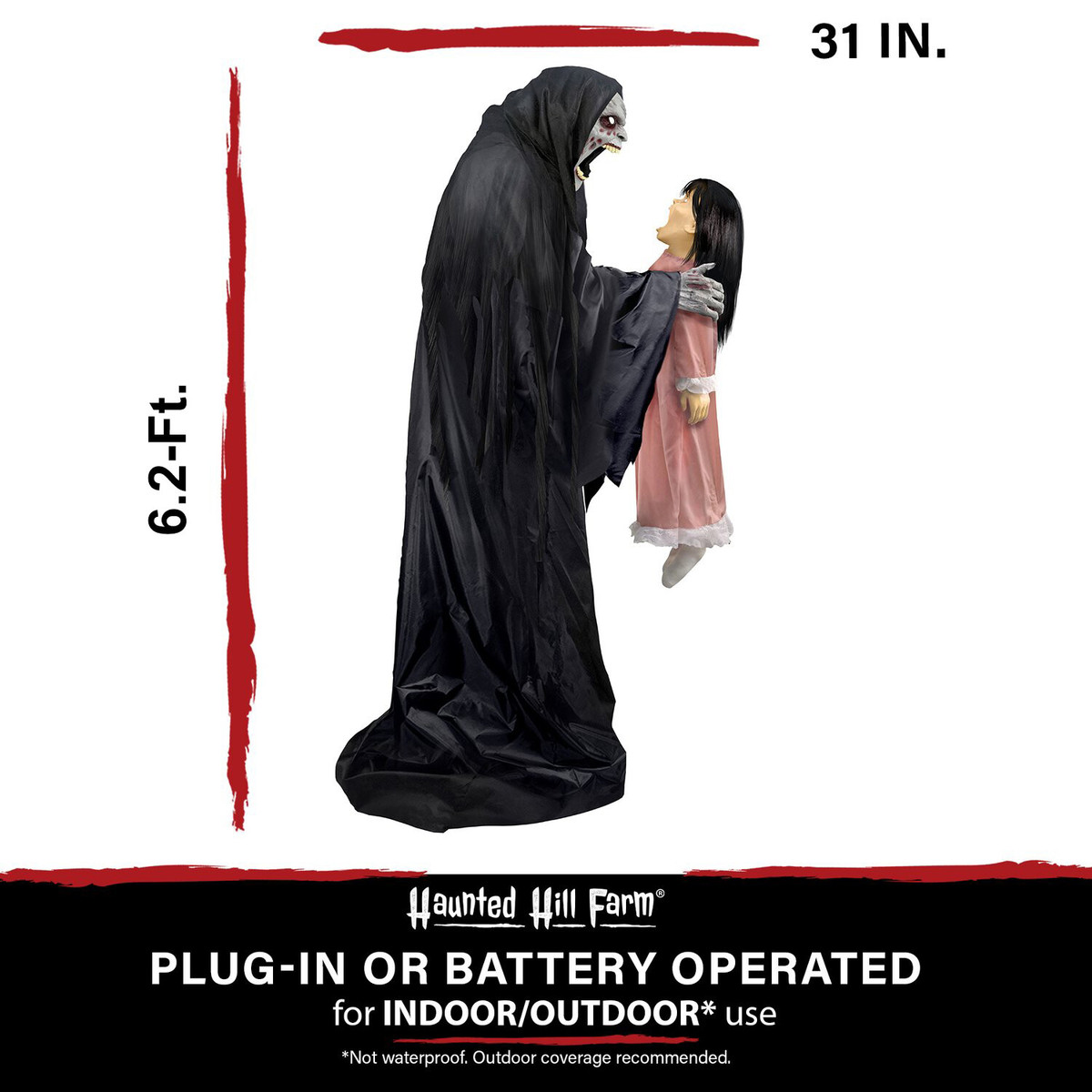 6.2-Ft. Soul Sucker Demon Reaper by Tekky, Premium Talking Halloween Animatronic, Plug-In or Battery
