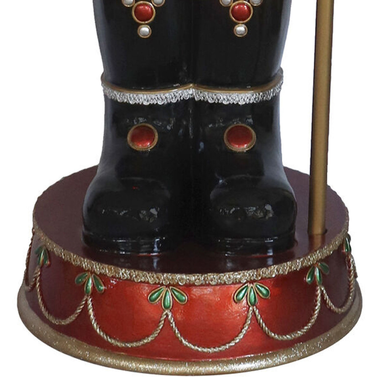Fraser Hill Farm 76-inch Resin Nutcracker Figurine Holding Staff with Built-in Multicolor LED Lights