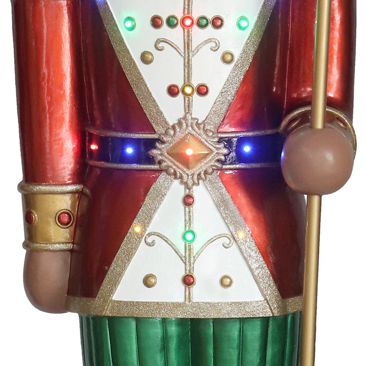 Fraser Hill Farm 76-inch Resin African American Nutcracker Figurine Holding Staff with Built-in Multicolor LED Lights