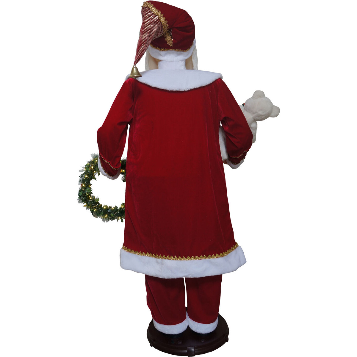 Fraser Hill Farm 58-In. Life-Size Dancing Santa with Bear and Wreath, Motion-Activated Christmas Animatronic
