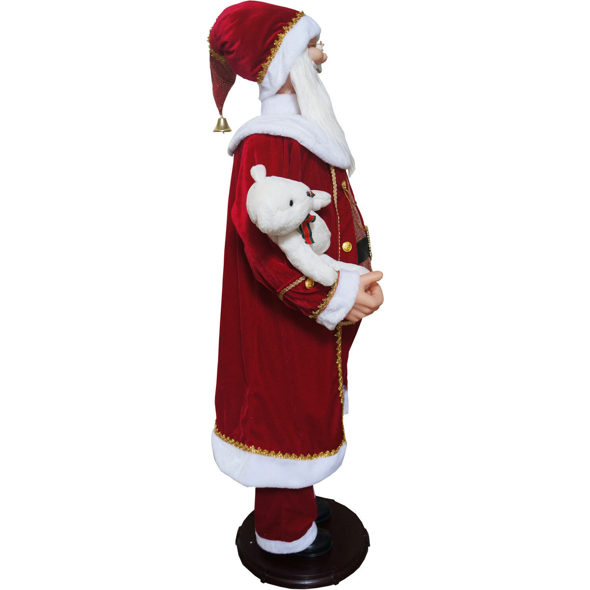 Fraser Hill Farm 58-In. Life-Size Dancing Santa with Bear and Wreath, Motion-Activated Christmas Animatronic