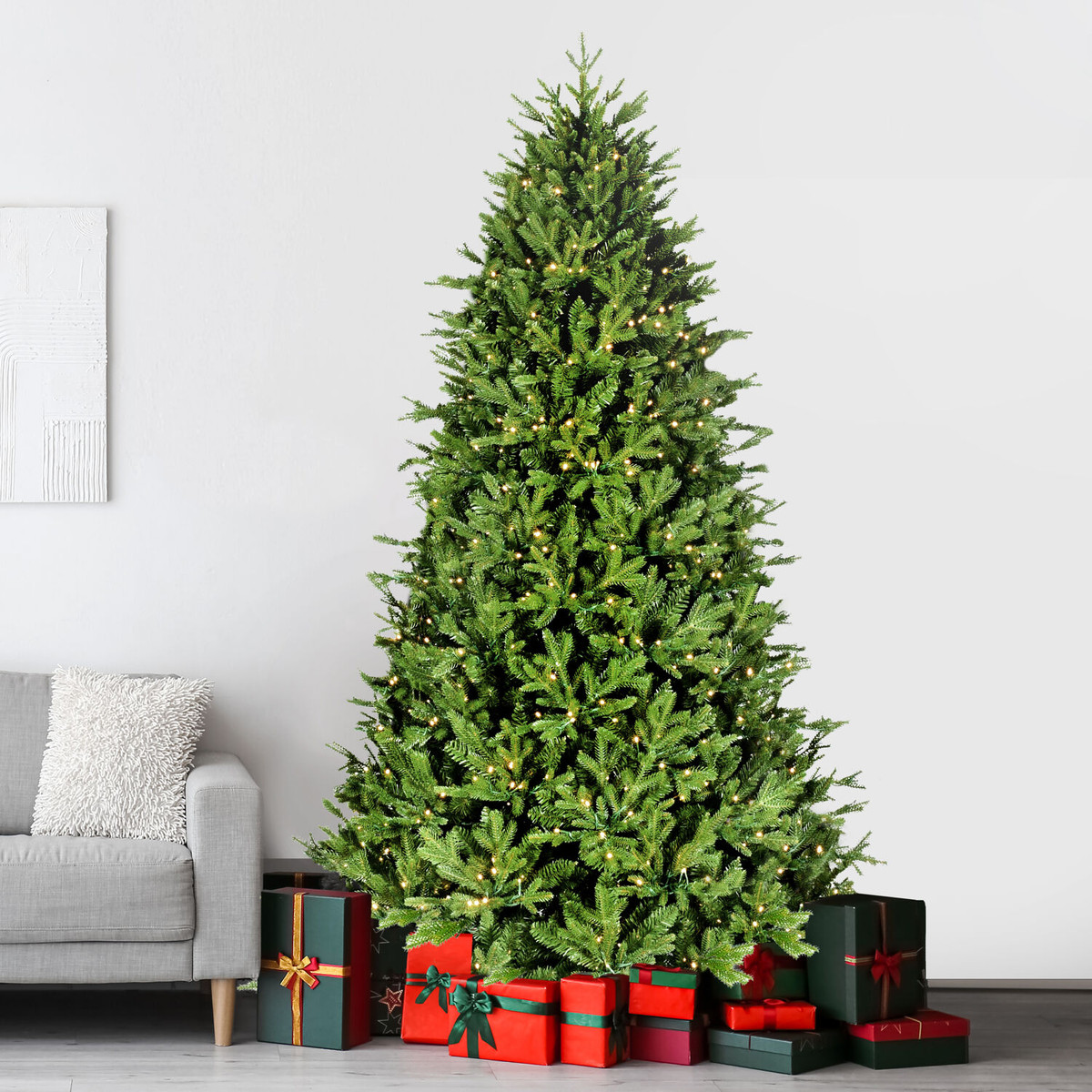 Fraser Hill Farm 8-ft. Derby Fir Artificial Christmas Tree with Warm White Micro LED Lights