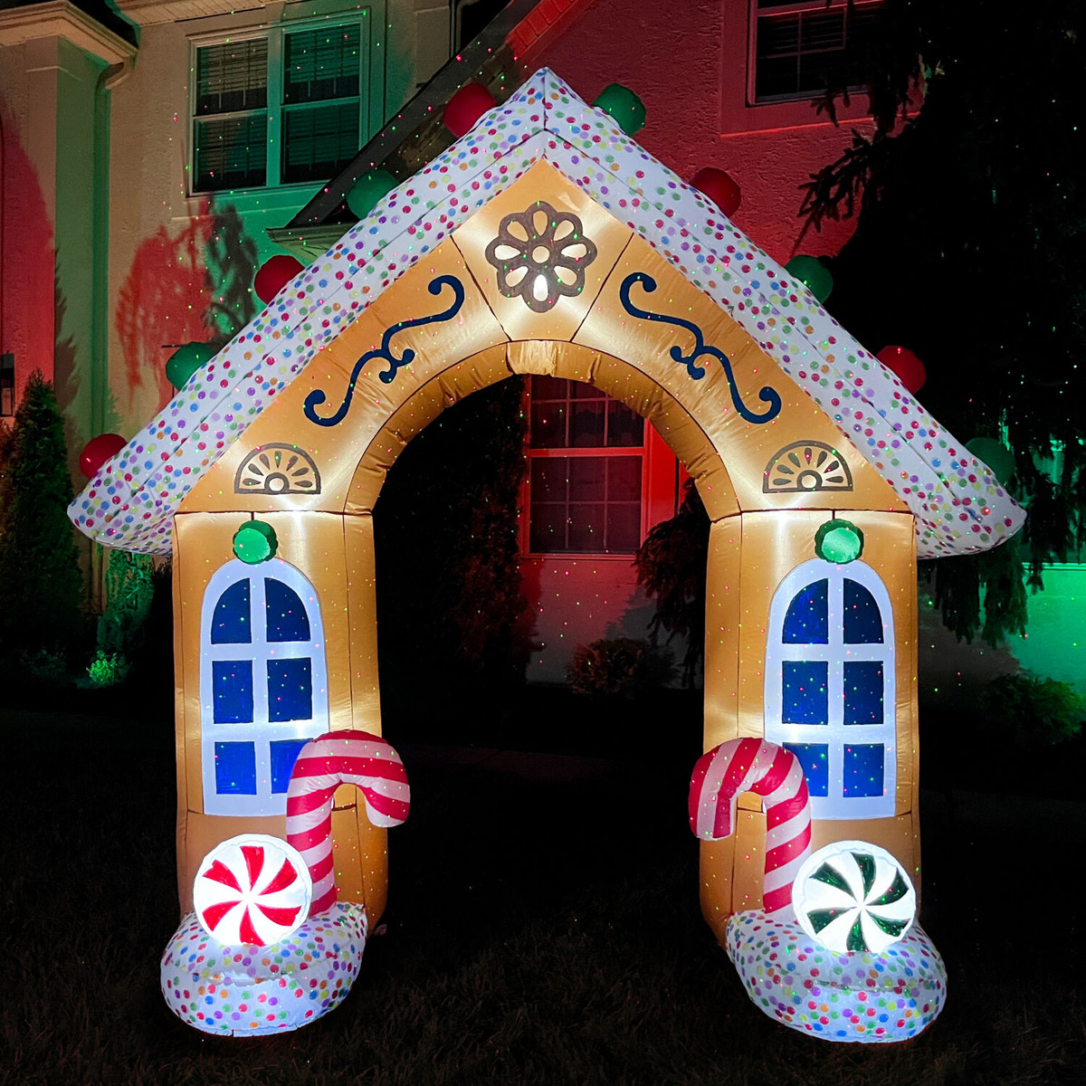 Fraser Hill Farm 8-Ft. Tall Prelit Gingerbread Arch Inflatable