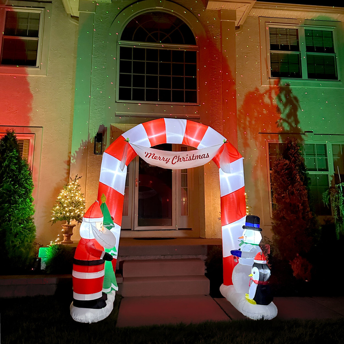 Fraser Hill Farm 8-Ft. Tall Prelit Candy Cane Arch Inflatable
