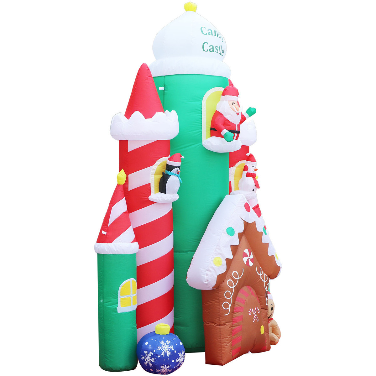 Fraser Hill Farm 10-Ft. Tall Prelit Candy Castle Inflatable