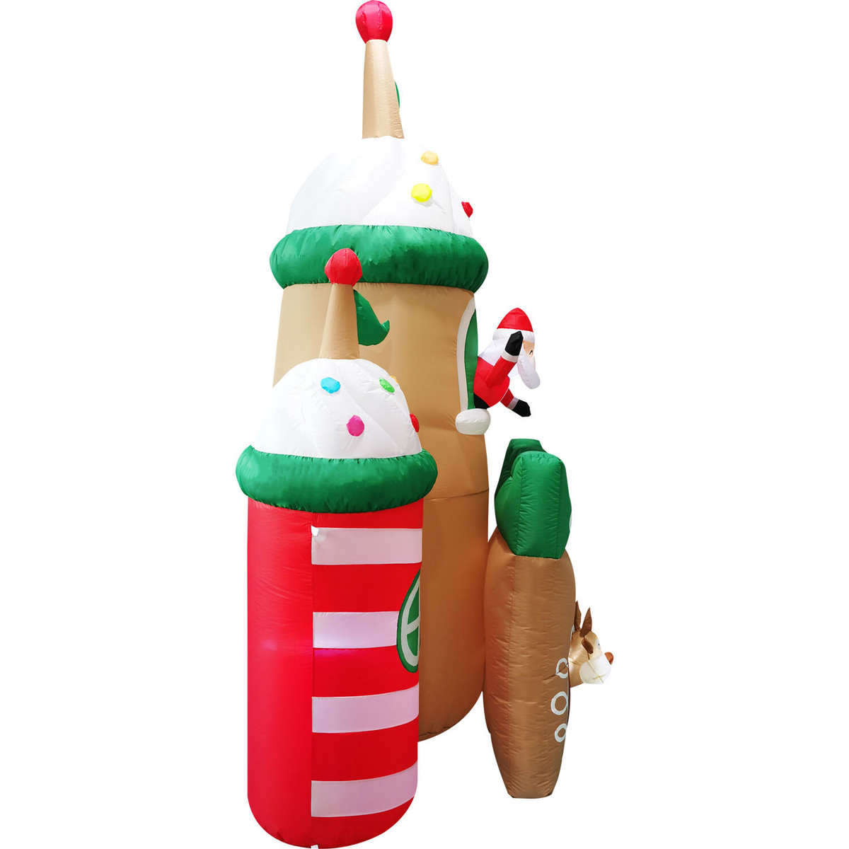 Fraser Hill Farm 10-Ft. Tall Prelit Santa's Candy Castle Inflatable